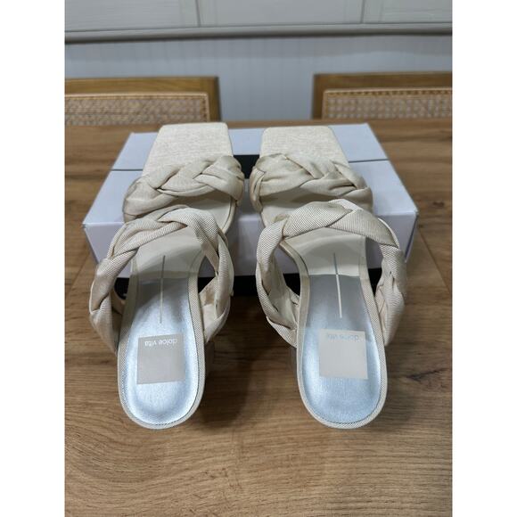 Dolce Vita Pheby Heel Beige Silk Textile Size 7 NIB Sophisticated Formal Slip-On - Picture 11 of 14